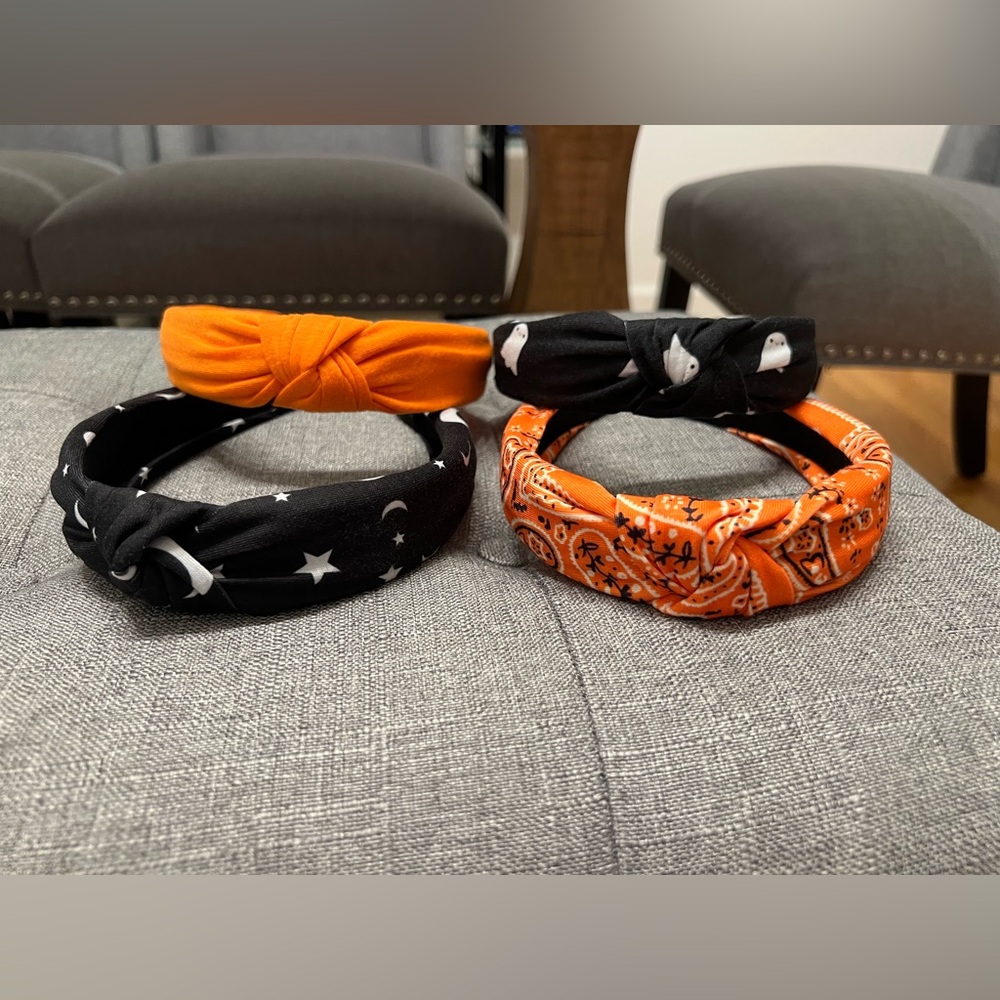 4 Orange and Black Headband Set
